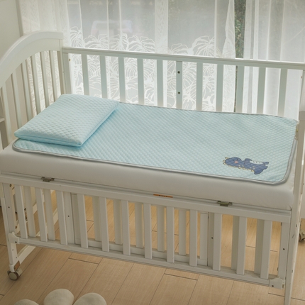 宅部落 2024年新款凉感豆豆幼儿园幼婴儿儿童凉席 小恐龙-淡蓝
