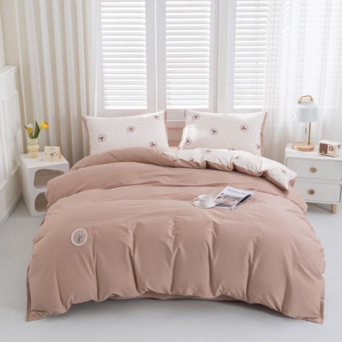 91家纺网 家纺一手货源 找家纺 优姿家纺 新款纯棉长绒棉小清新ins风印花四件套-系列一 梦露熊