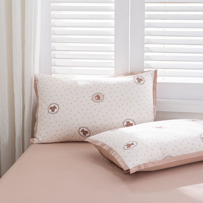 91家纺网 家纺一手货源 找家纺 优姿家纺 新款纯棉长绒棉小清新ins风印花四件套-系列一 梦露熊