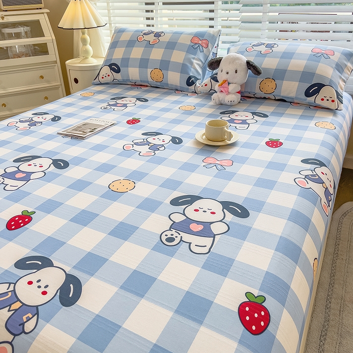 91家纺网 家纺一手货源 找家纺 芃成 2024新款老粗布床笠款 总1 布丁狗