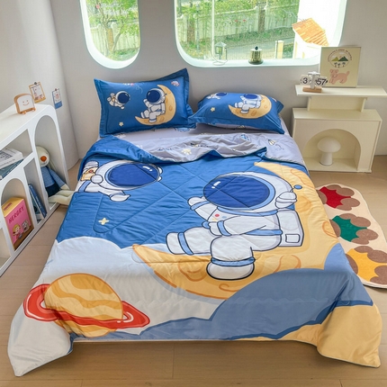 91家纺网 家纺一手货源 找家纺 （总）宝薇 2025新款数码印花卡通大版60支有氧水洗真丝夏被夏被      