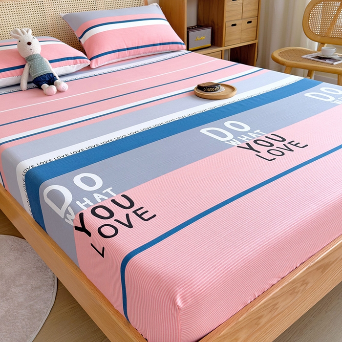 91家纺网 家纺一手货源 找家纺 芃成 2024新款老粗布床笠款 总1 爱丽丝 粉