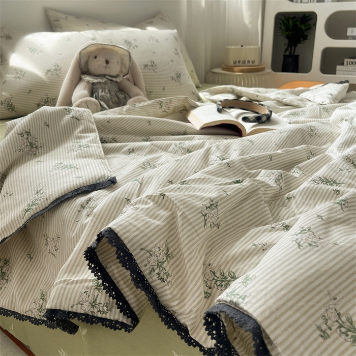 91家纺网 家纺一手货源 找家纺 HL原创 2024新款全棉法式大豆被夏被 XB-栀子花开