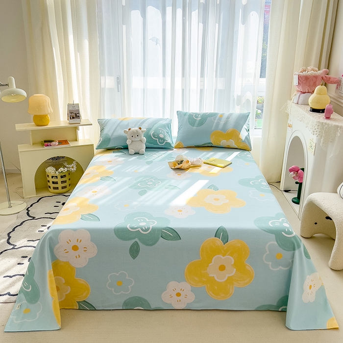 91家纺网 家纺一手货源 找家纺 芃成家纺 2024新款老粗布床单款 玛奇朵-蓝