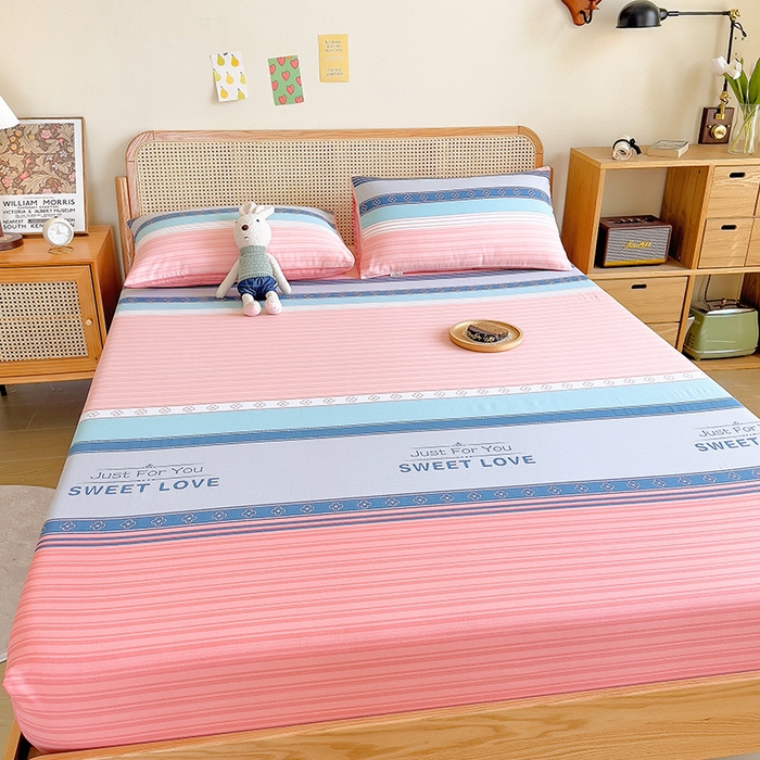 91家纺网 家纺一手货源 找家纺 芃成 2024新款老粗布床笠款 总2 怦然心动 桔