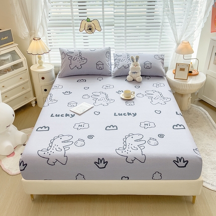 91家纺网 家纺一手货源 找家纺 芃成 2024新款老粗布床笠款 总1 恐龙卡卡