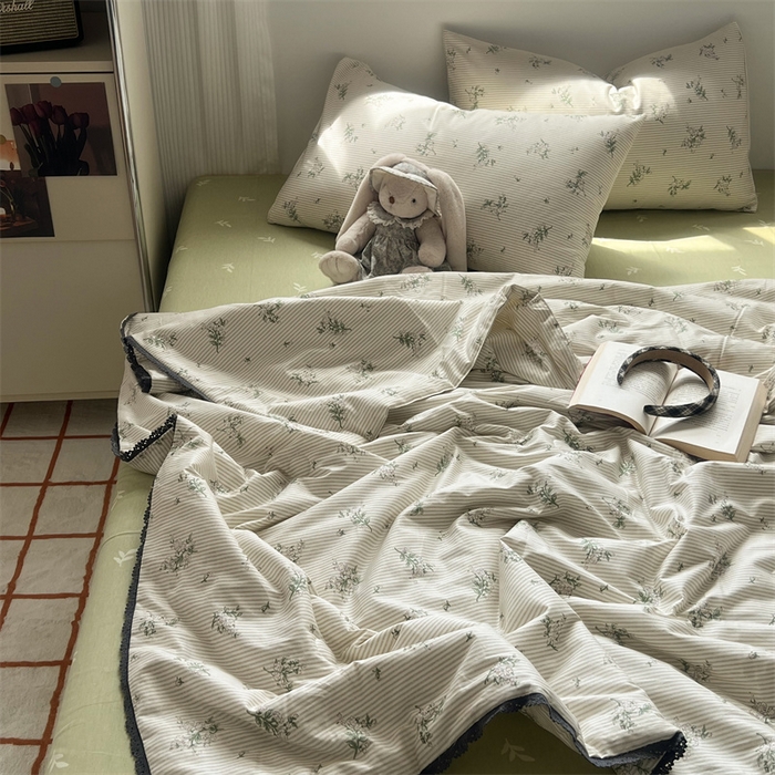 91家纺网 家纺一手货源 找家纺 HL原创 2024新款全棉法式大豆被夏被 XB-栀子花开