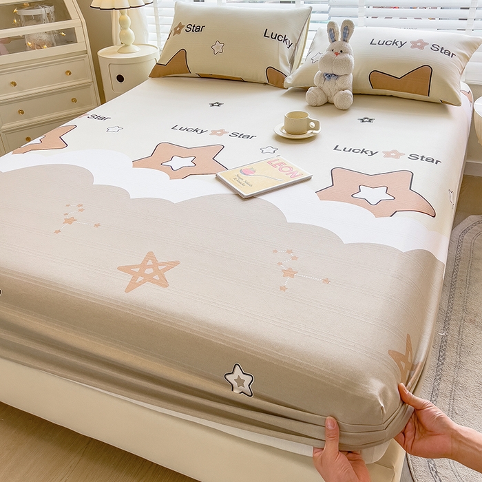 91家纺网 家纺一手货源 找家纺 芃成 2024新款老粗布床笠款 总1 灿烂星空-咖