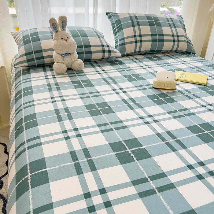 91家纺网 家纺一手货源 找家纺 芃成家纺 2024新款老粗布床单款 简约格调-绿