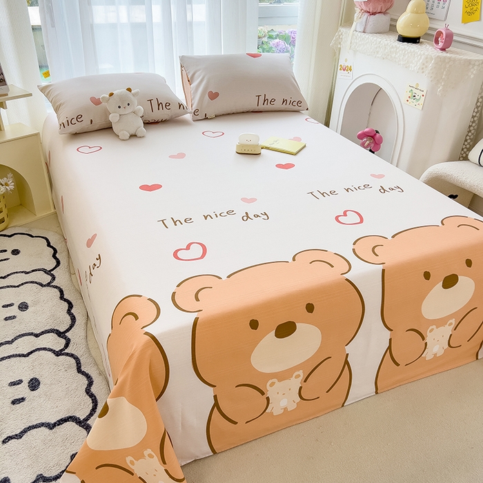 91家纺网 家纺一手货源 找家纺 芃成家纺 2024新款老粗布床单款 总2 暖心小熊