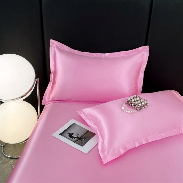 91家纺网 家纺一手货源 找家纺 梦舒羽 2025新款夏季可水洗冰丝四件套单品系列-冰丝枕套 粉色