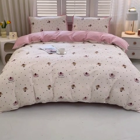 91家纺网 家纺一手货源 找家纺 优姿家纺 新款纯棉长绒棉小清新ins风印花四件套-系列一 象北鼻