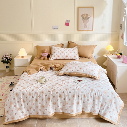 91家纺网 家纺一手货源 找家纺 （总）2024新款泡泡棉小缺角工艺夏被四件套