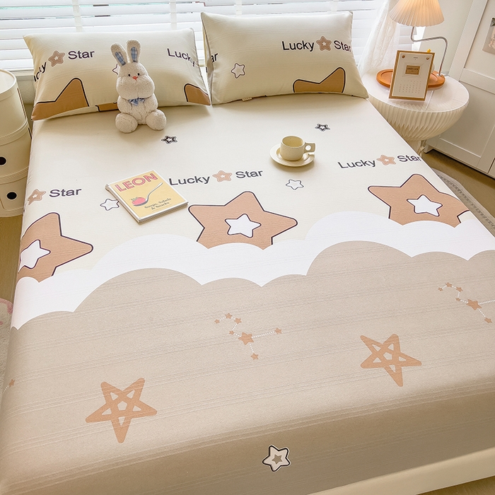 91家纺网 家纺一手货源 找家纺 芃成 2024新款老粗布床笠款 总1 灿烂星空-咖