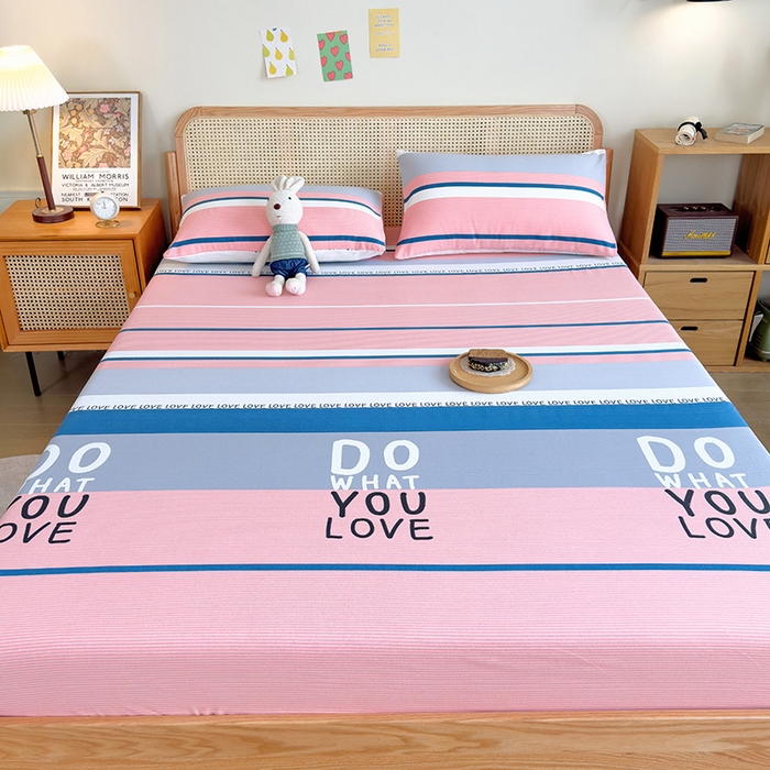 91家纺网 家纺一手货源 找家纺 芃成 2024新款老粗布床笠款 总1 爱丽丝 粉