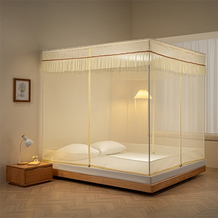 91家纺网 家纺一手货源 找家纺 （总）新太阳蚊帐 2025新款T型三开门坐床沁园春系列蚊帐