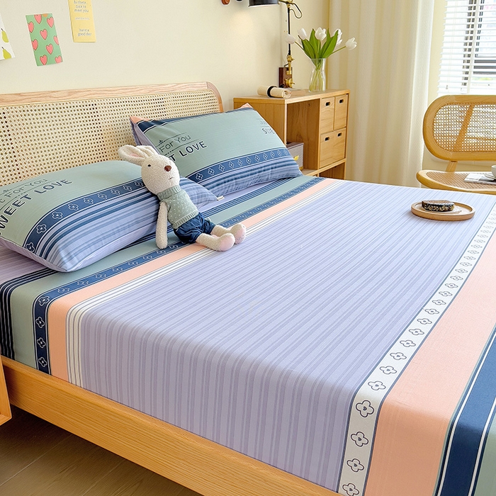 91家纺网 家纺一手货源 找家纺 芃成 2024新款老粗布床笠款 总2 怦然心动 蓝