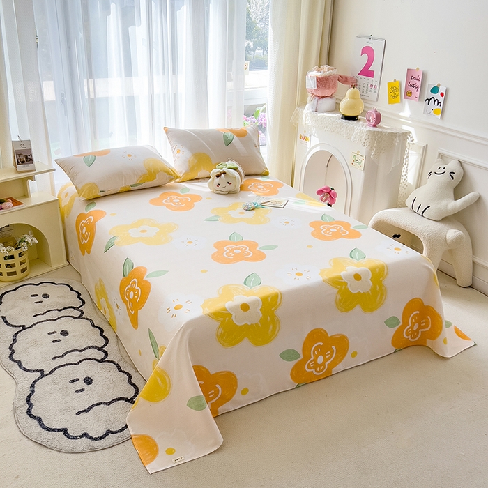 91家纺网 家纺一手货源 找家纺 芃成家纺 2024新款老粗布床单款 玛奇朵-桔