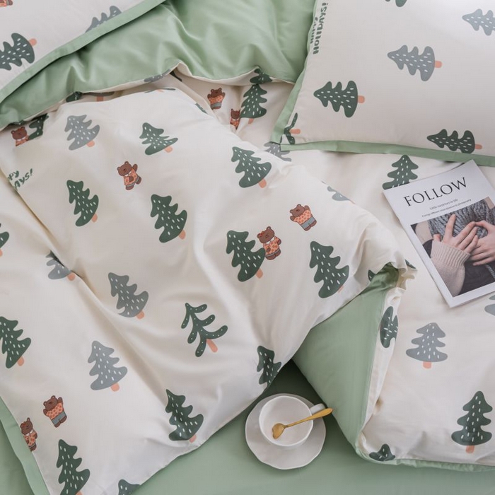 91家纺网 家纺一手货源 找家纺 优姿家纺 新款纯棉长绒棉小清新ins风印花四件套-系列一 梦幻城堡