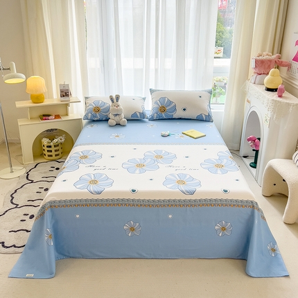 芃成家纺 2024新款老粗布床单款 总2 清韵幽香-蓝