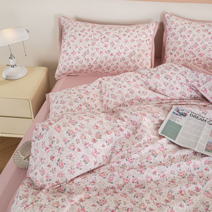 91家纺网 家纺一手货源 找家纺 优姿家纺 新款纯棉长绒棉小清新ins风印花四件套-系列二 伊朵