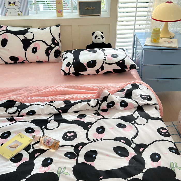 91家纺网 家纺一手货源 找家纺 花伞家居 2024新款全棉豆豆绒大豆夏被春秋被 夏被-软软潘达