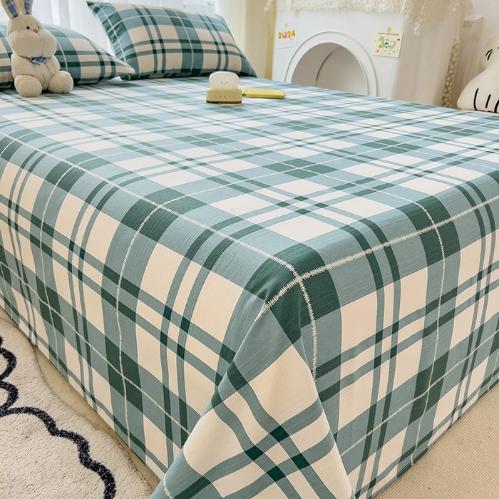 91家纺网 家纺一手货源 找家纺 芃成家纺 2024新款老粗布床单款 简约格调-绿