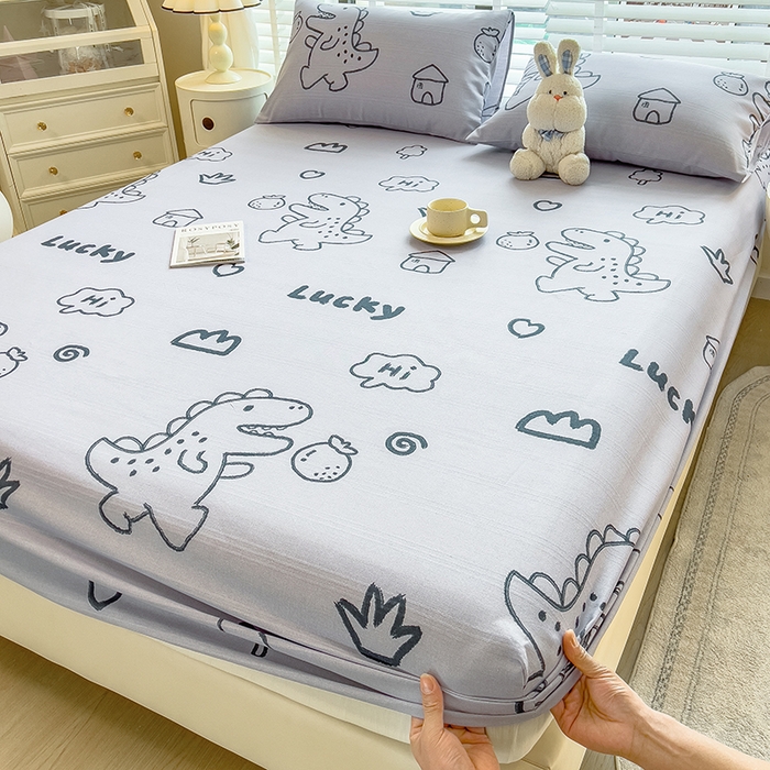 91家纺网 家纺一手货源 找家纺 芃成 2024新款老粗布床笠款 总1 恐龙卡卡