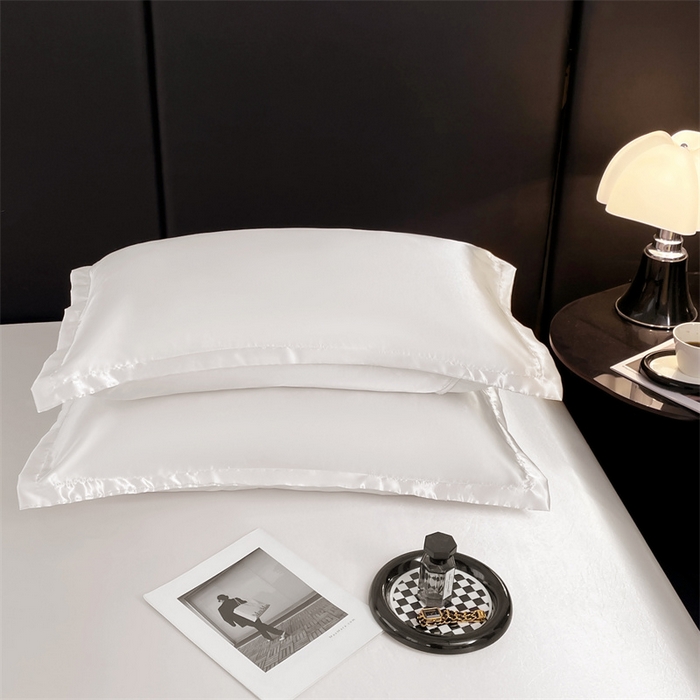 91家纺网 家纺一手货源 找家纺 梦舒羽 2025新款夏季可水洗冰丝四件套单品系列-冰丝枕套 光洁白