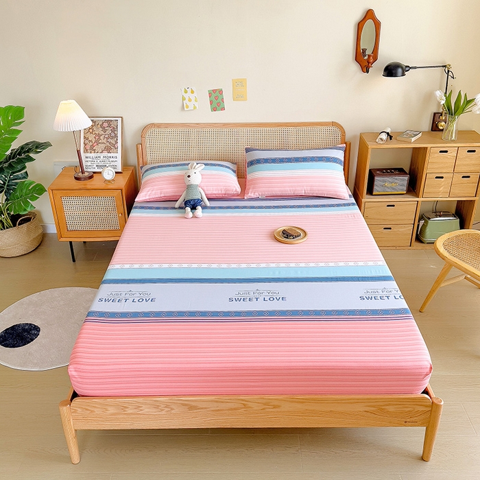 91家纺网 家纺一手货源 找家纺 芃成 2024新款老粗布床笠款 总2 怦然心动 桔