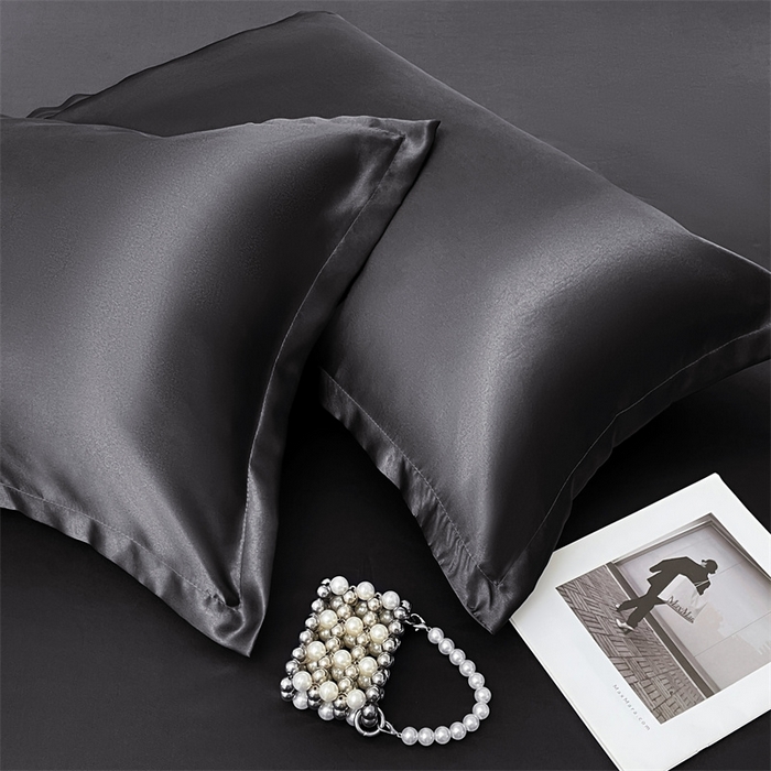 91家纺网 家纺一手货源 找家纺 梦舒羽 2025新款夏季可水洗冰丝四件套单品系列-冰丝枕套 尊贵黑