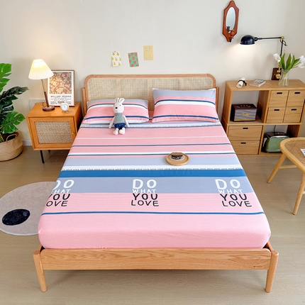 91家纺网 家纺一手货源 找家纺 芃成 2024新款老粗布床笠款 总1 爱丽丝 粉