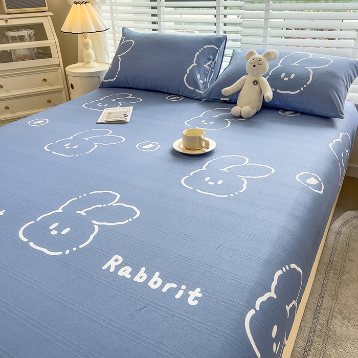 91家纺网 家纺一手货源 找家纺 芃成 2024新款老粗布床笠款 总1 乖萌兔