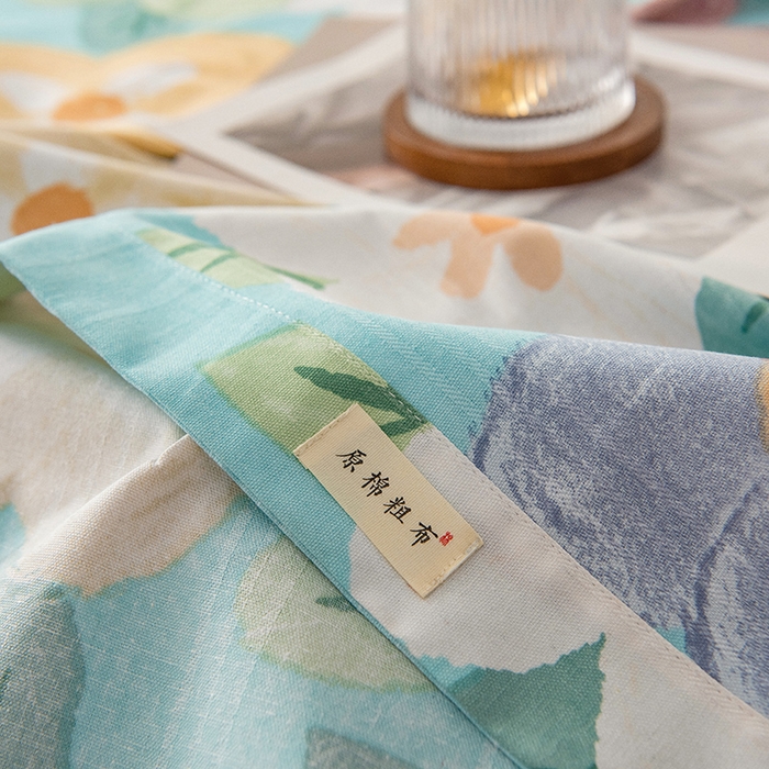 91家纺网 家纺一手货源 找家纺 芃成 2024新款老粗布床笠款 总2 幸运花朵 蓝