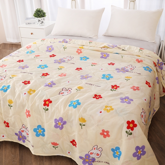 91家纺网 家纺一手货源 找家纺 钻石绒便宜夏被夏凉被空调被超声波压花礼品直播供应链引流爆款 花瓣兔