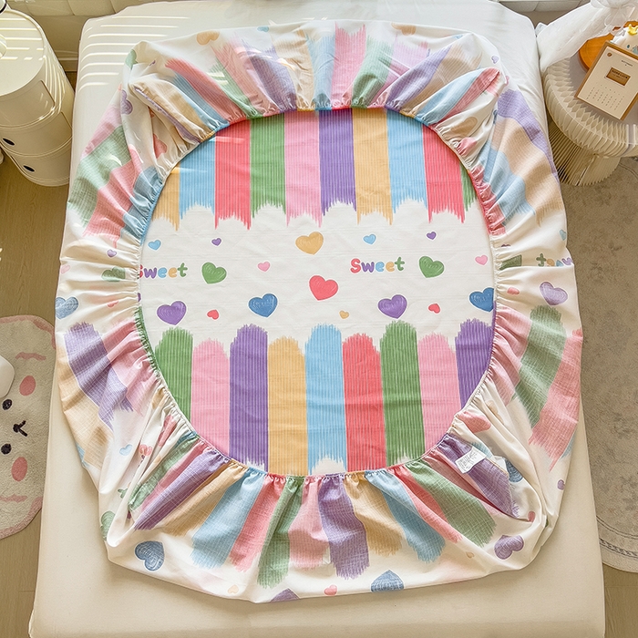 91家纺网 家纺一手货源 找家纺 芃成 2024新款老粗布床笠款 总1 快乐甜心