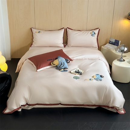 91家纺网 家纺一手货源 找家纺 （总）名品优仓 2024新款水洗棉毛巾绣卡通刺绣四件套