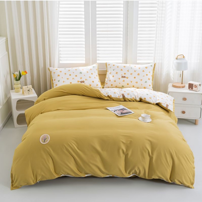 91家纺网 家纺一手货源 找家纺 优姿家纺 新款纯棉长绒棉小清新ins风印花四件套-系列一 朵朵兔