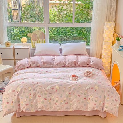 91家纺网 家纺一手货源 找家纺 （总）金鑫汇家纺 2024新款全棉纯棉卡通印花四件套单品系列-单被套