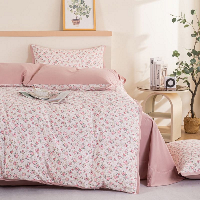 91家纺网 家纺一手货源 找家纺 优姿家纺 新款纯棉长绒棉小清新ins风印花四件套-系列二 伊朵