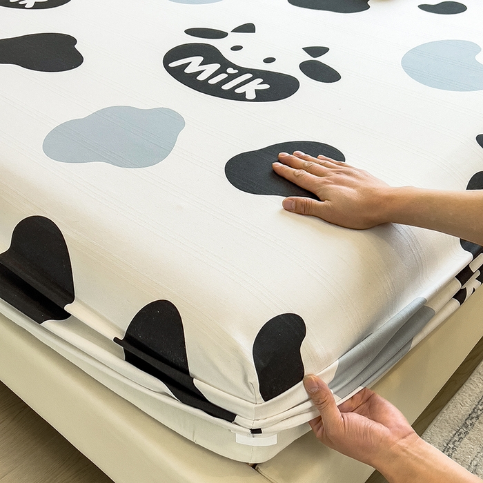 91家纺网 家纺一手货源 找家纺 芃成 2024新款老粗布床笠款 总1 快乐奶牛