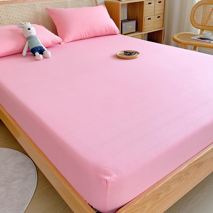 91家纺网 家纺一手货源 找家纺 芃成 2024新款老粗布床笠款 总2 少女粉