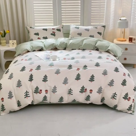 91家纺网 家纺一手货源 找家纺 优姿家纺 新款纯棉长绒棉小清新ins风印花四件套-系列一 梦幻城堡