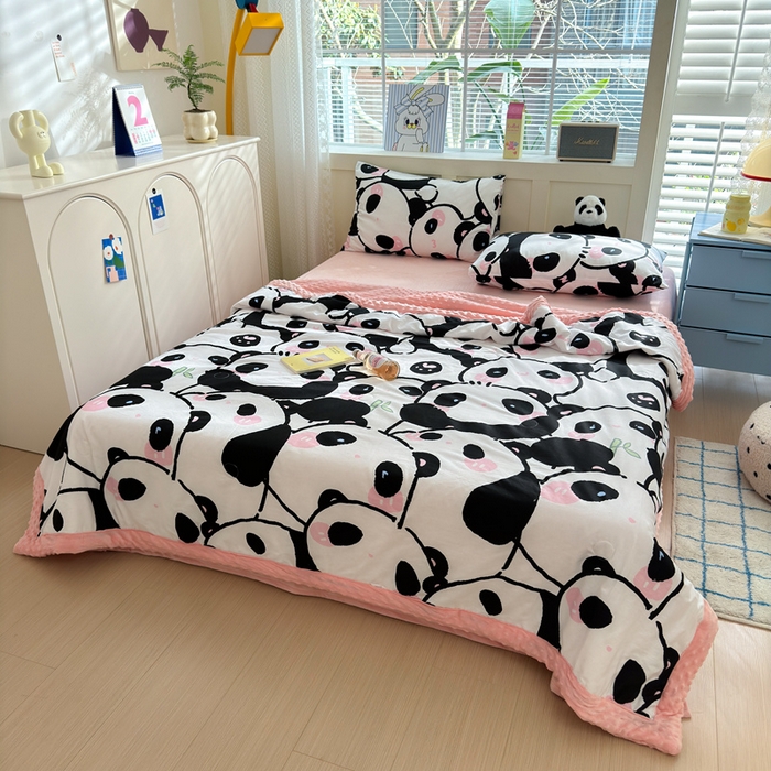 91家纺网 家纺一手货源 找家纺 花伞家居 2024新款全棉豆豆绒大豆夏被春秋被 夏被-软软潘达