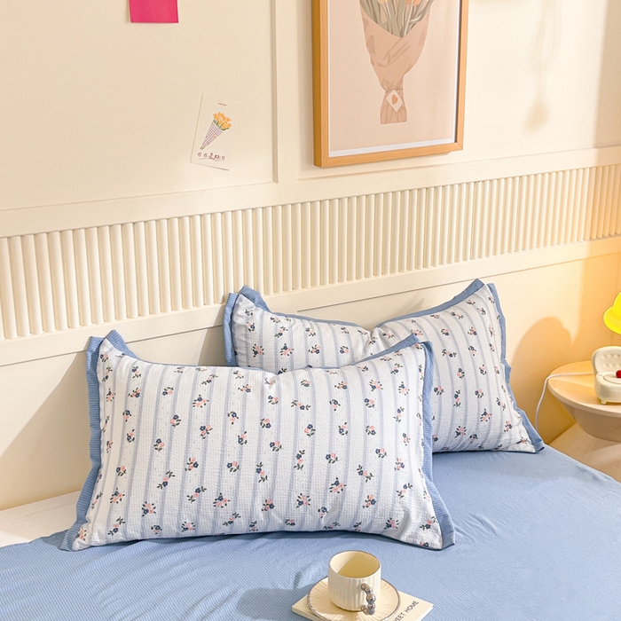 91家纺网 家纺一手货源 找家纺 2024新款泡泡棉小缺角工艺夏被四件套 清芬-兰