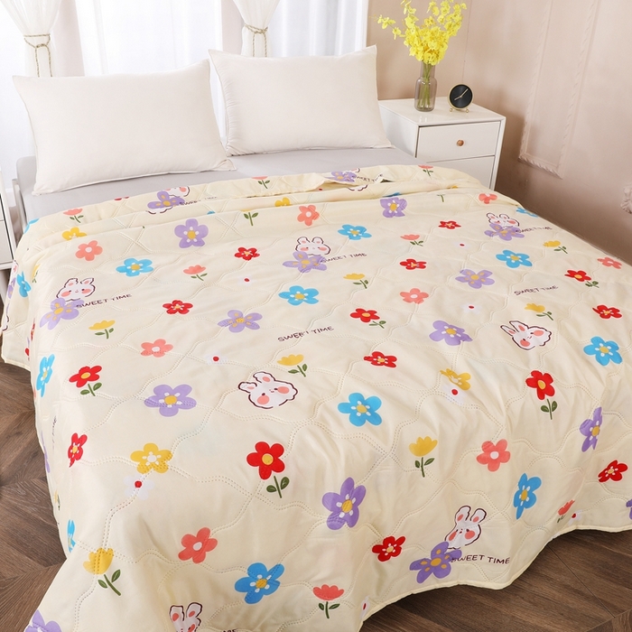 91家纺网 家纺一手货源 找家纺 钻石绒便宜夏被夏凉被空调被超声波压花礼品直播供应链引流爆款 花瓣兔