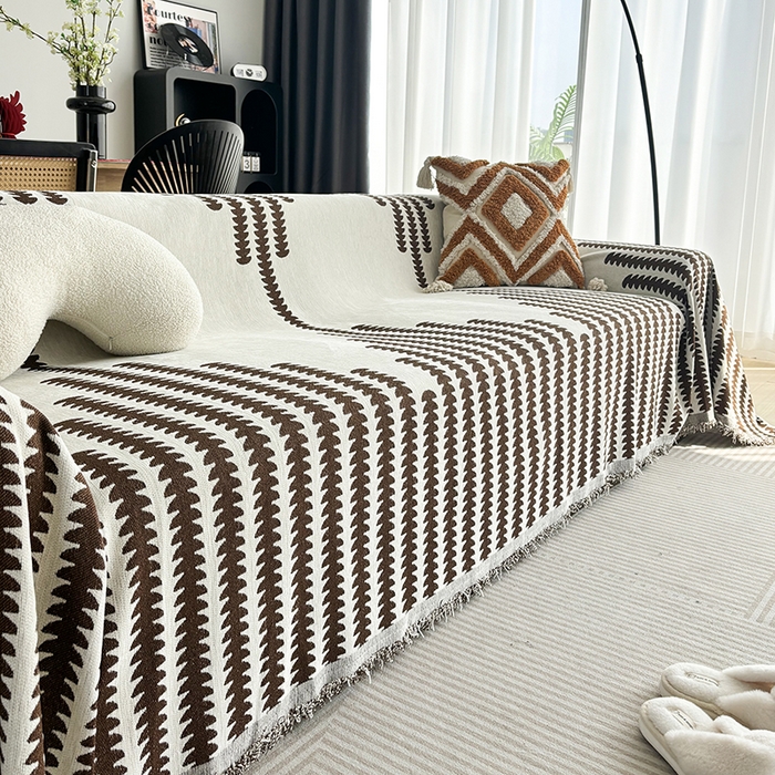 91家纺网 家纺一手货源 找家纺 逐日沙发套 2024新款加厚雪尼尔沙发巾 雪尼尔 沙发巾-文绪（咖）