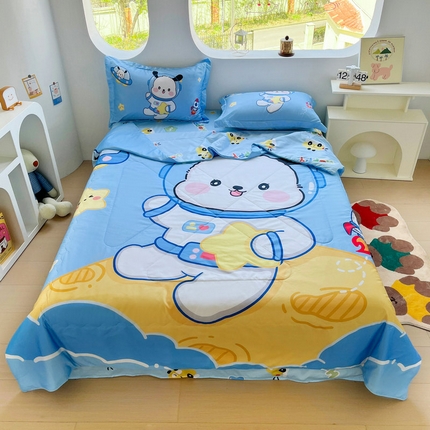 91家纺网 家纺一手货源 找家纺 （总）宝薇 2025新款数码印花卡通大版60支有氧水洗真丝夏被夏被      