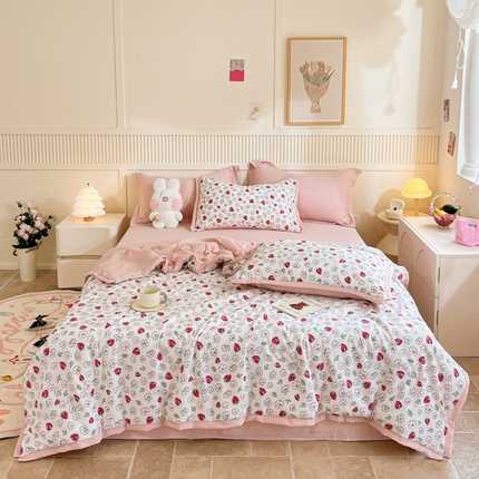 91家纺网 家纺一手货源 找家纺 （总）2024新款泡泡棉小缺角工艺夏被四件套