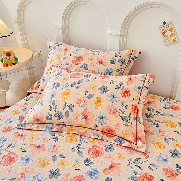 91家纺网 家纺一手货源 找家纺 卡普家居 2024新款全棉磨毛加厚四件套系列-单床单 花香四溢